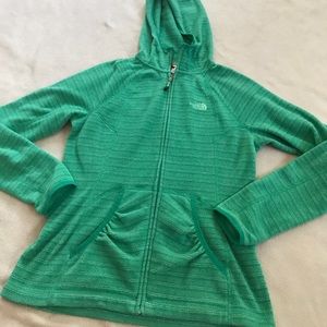 The North Face Green Striped Hooded Fleece Jacket